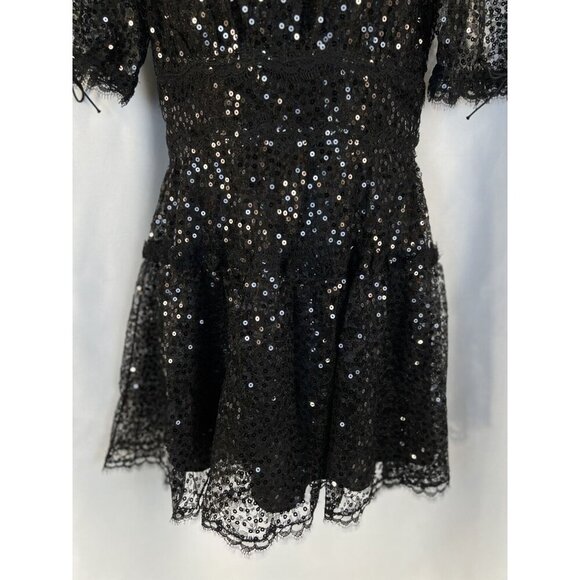 NWT Jonathan Simkhai Sequin Lace Mesh Mini Dress In Black Lace $745 - Picture 5 of 15